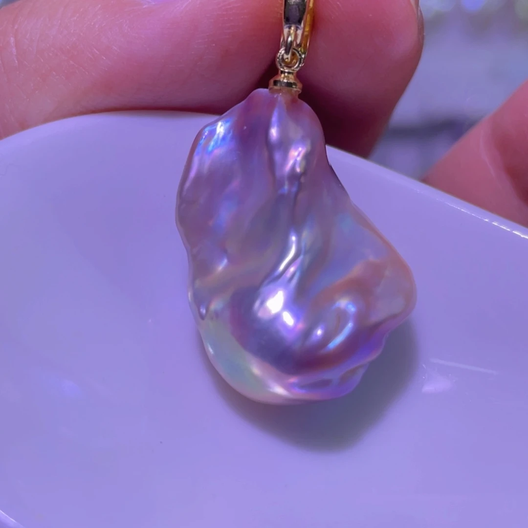 淡水珍珠天然淡水珍珠吊坠银S925镶嵌