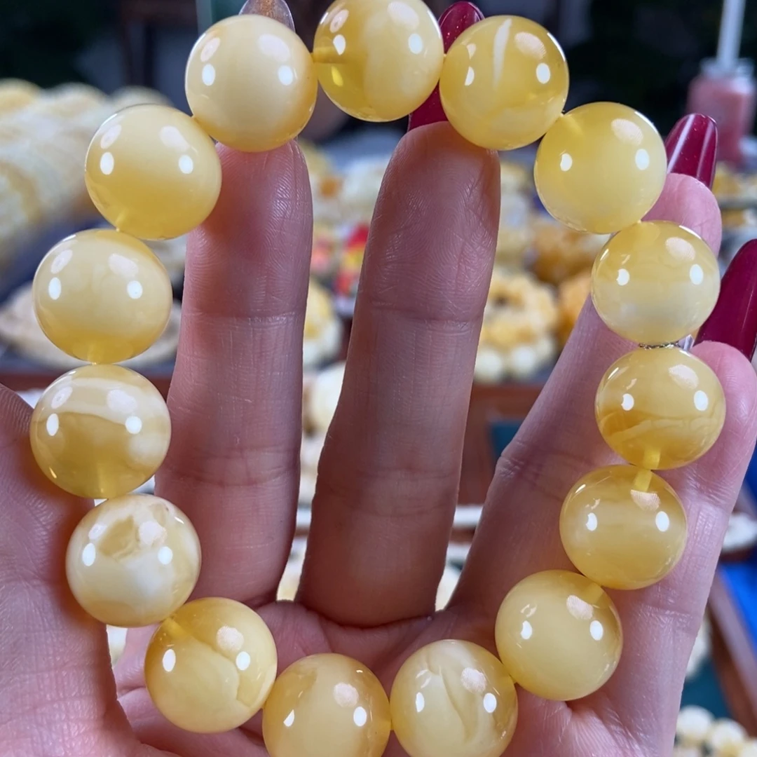 琥珀未镶嵌珠宝奇石14圆珠25.7