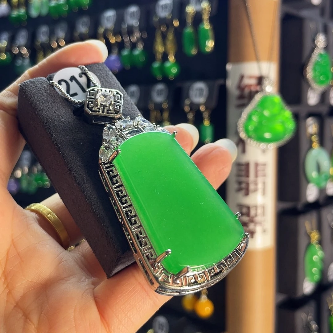 翡翠银S925镶嵌耳饰212