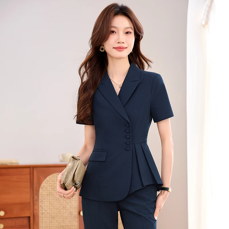 西装套装女装夏季短袖工装高级感珠宝店工作服职业装气质西服外套