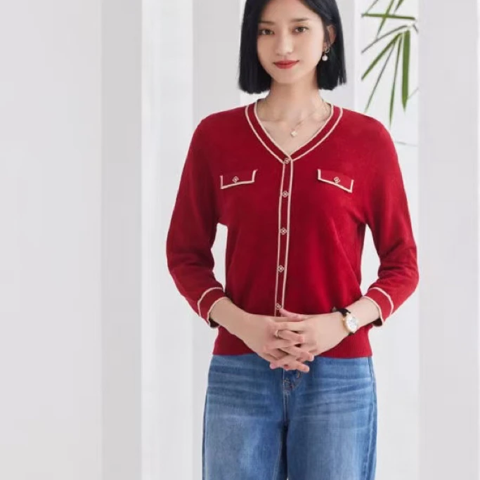 【新店开业福利款】2025时尚新品天丝纯色V领T