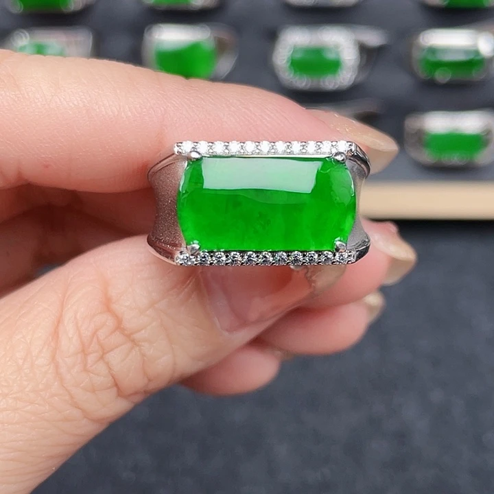 翡翠戒指银S925镶嵌编号3035没有运费险