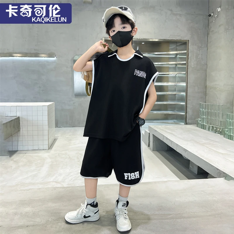 儿童套装夏装2025新款大童运动衣服男童无袖衣服夏季男孩背心童装