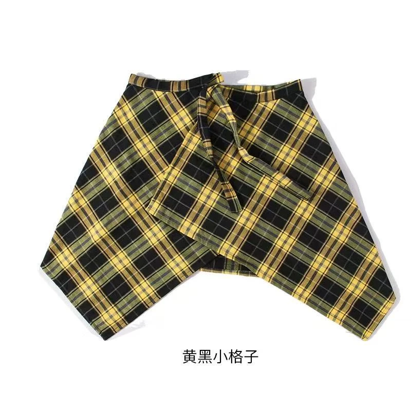 【禾呈】高街下摆假腰部系带分层假格子裙摆裤子配饰嘻哈潮91001