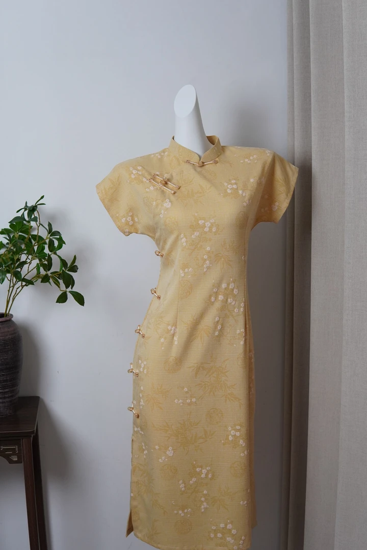 【夏花】夏季新款中国风优雅复古风中长款提花旗袍（衣长约110）偏大