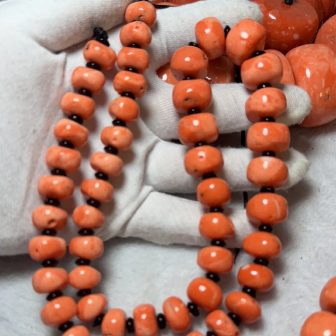 非金属珐琅项链 藏式首饰珠串长链颈链藏族石头珠子配饰