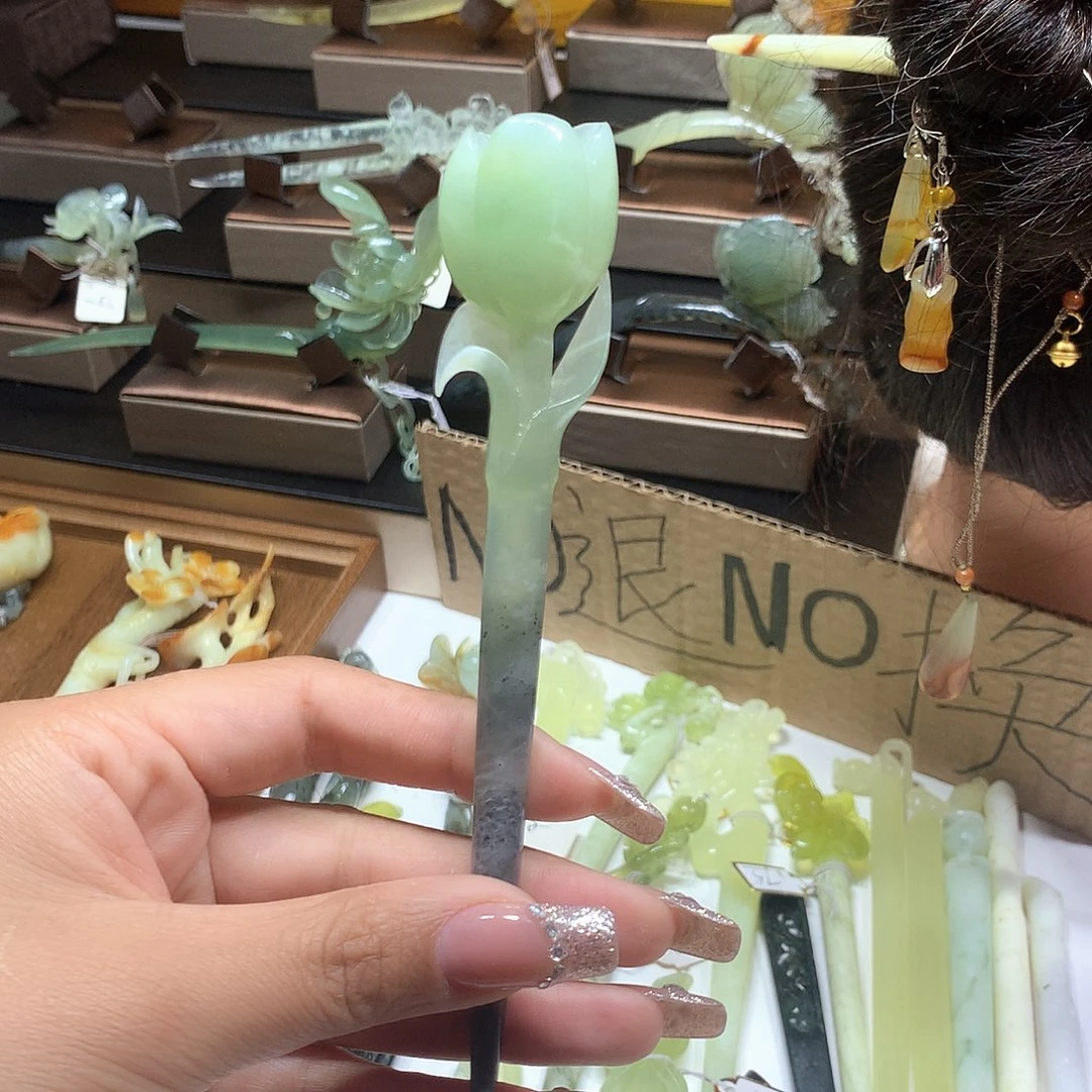 蛇纹石玉合金发饰