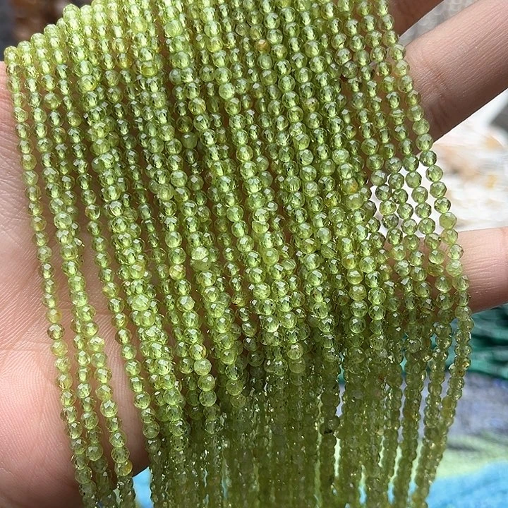 未镶嵌玛瑙/玉髓珠宝半成品一条3mm左右橄榄石刻面