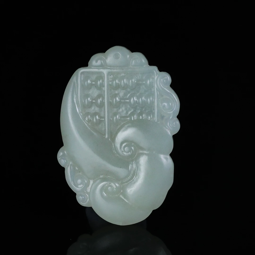 民国和田玉如意算盘挂件/ DL517787/ 古玩/收藏/德州文物