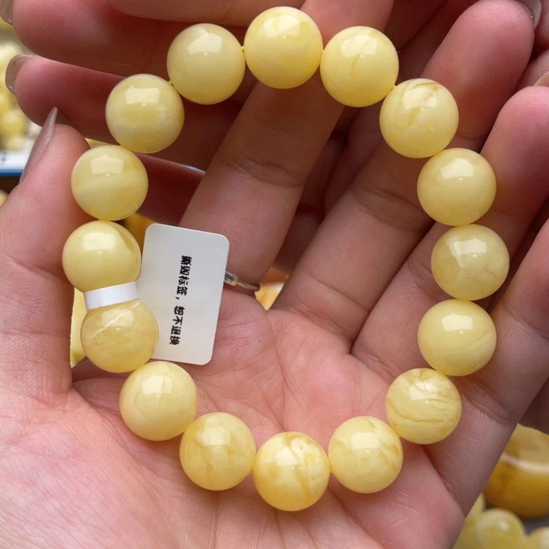 裸石琥珀未镶嵌蜜蜡圆珠手串卡十三浓蜡妖花