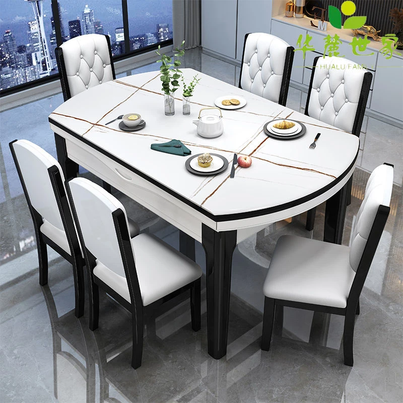 餐桌最新款高档大气岩板餐桌家用可伸缩折叠轻奢长方形餐厅