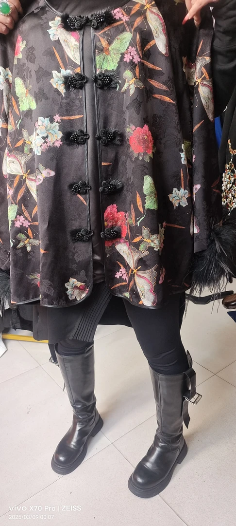 新中式国风时尚套装女毛毛袖口外套中长半裙气质两件套