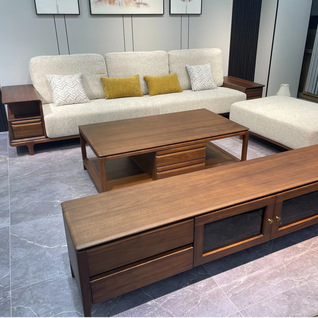 K851新中式实木沙发简约现代客厅组合小户别墅型北美黑胡桃木家具