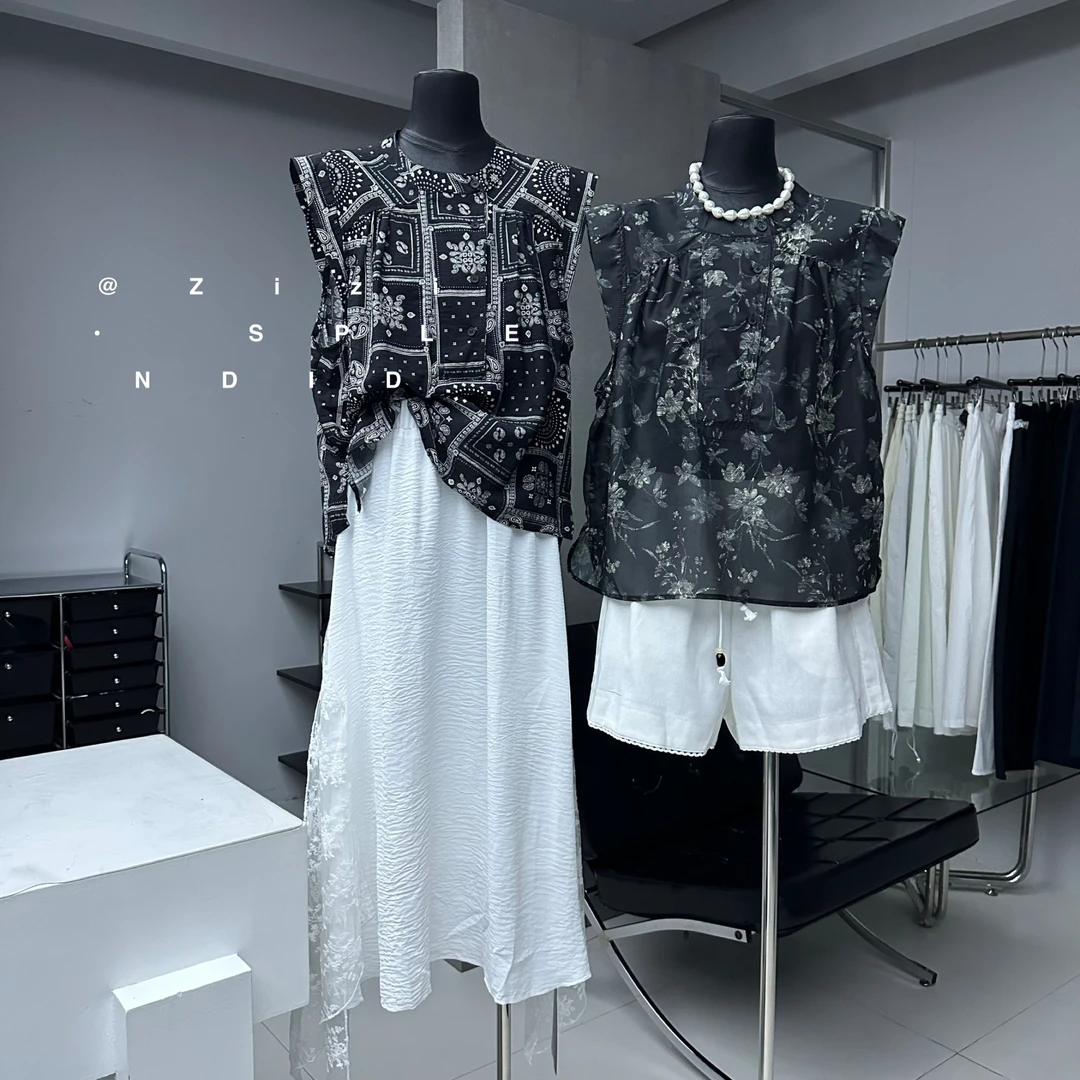 米满满-ZIZI（1596#）复古气质重工无袖设计感上衣