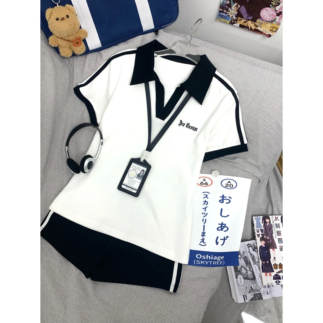 冰淇淋与鲸原创JK制服体操服夏季POLO衫短袖日系学院风运动服套装