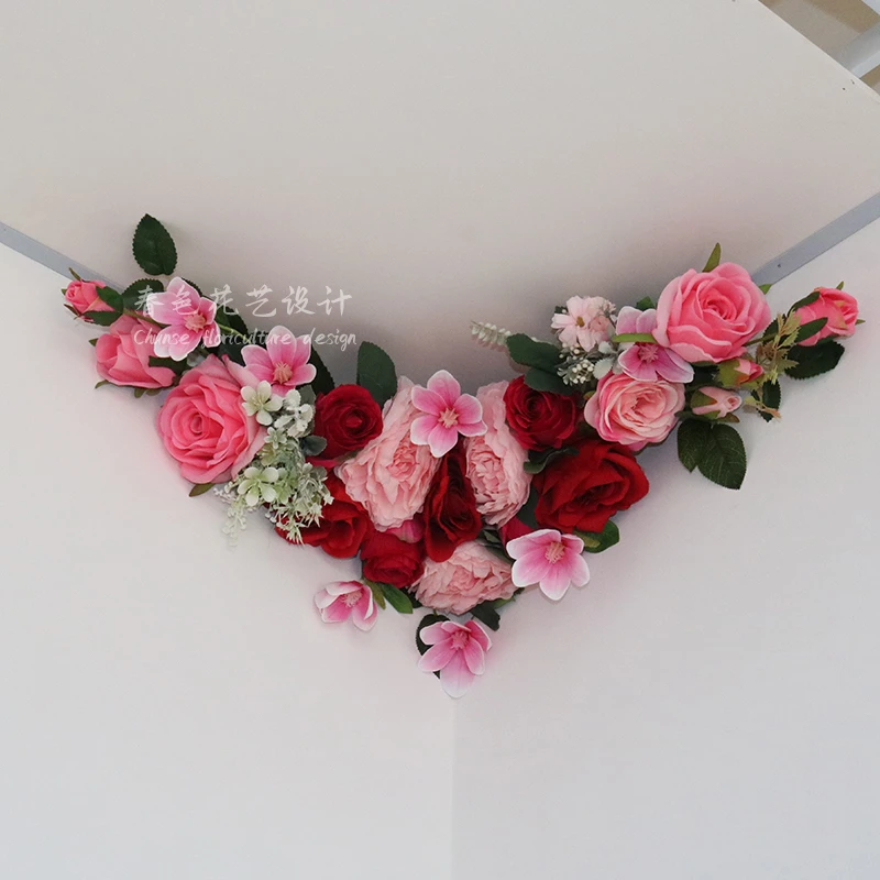 结婚订婚室内婚房屋顶四角吊顶仿真花装饰花艺场景布置婚礼喜庆花