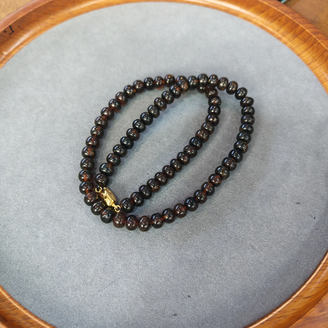 -抚顺琥珀翳珀7mm项链/多样性发/P12166