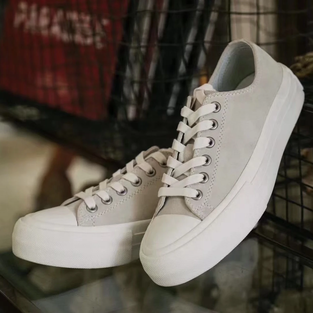 断码折扣 女款小牛皮经典帆布鞋 休闲百搭板鞋米白配色