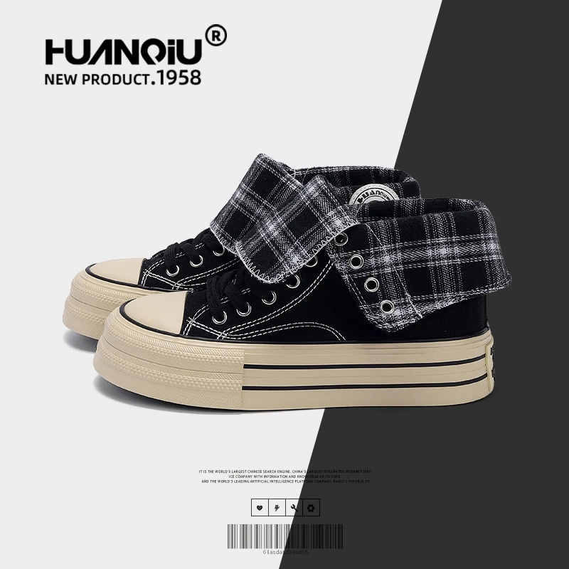 环球复古帆布鞋女2025新款秋季女鞋潮流百搭街拍高低帮休闲板鞋女