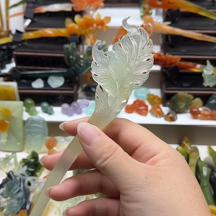 蛇纹石玉未镶嵌岫玉发簪