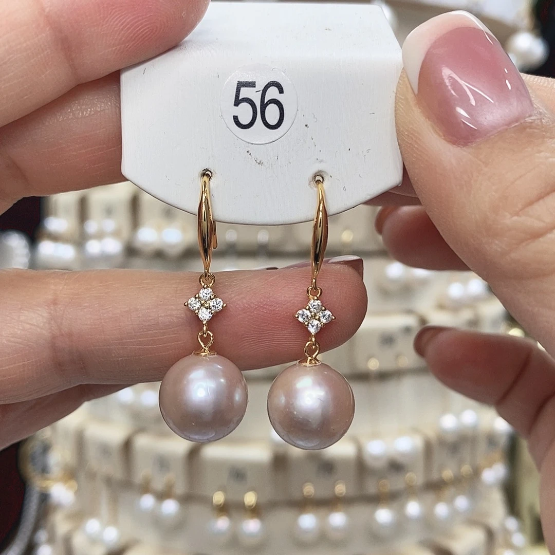 银S925镶嵌淡水珍珠耳饰