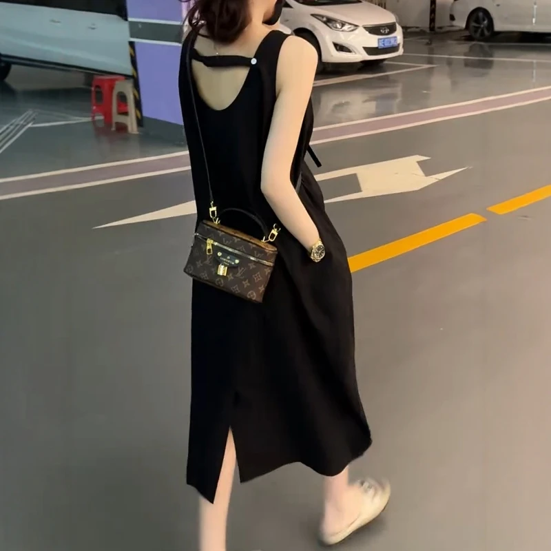 大码女装气质吊带连衣裙女夏季2025新款显瘦宽松内搭中长款背心裙