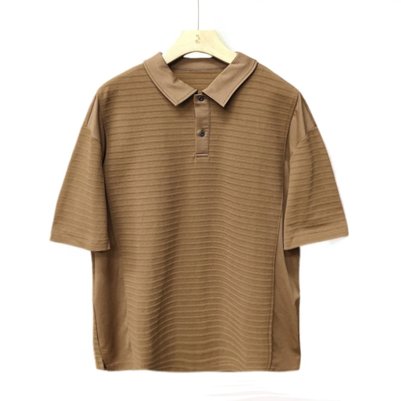 新款男上衣夏季POLO衫短袖T恤百搭宽松设计感条纹男士半袖6027