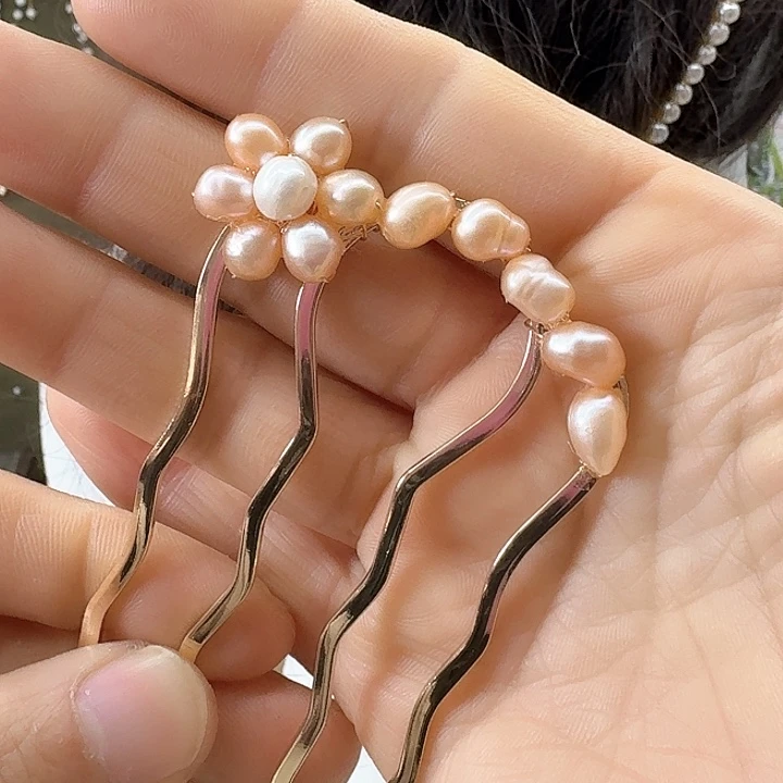 银S925镶嵌淡水珍珠发饰