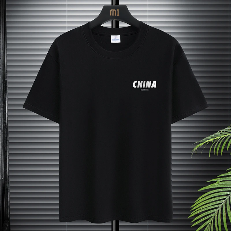100%棉 2025夏季新款男士纯棉短袖T恤透气吸汗圆领半袖百搭打底衫