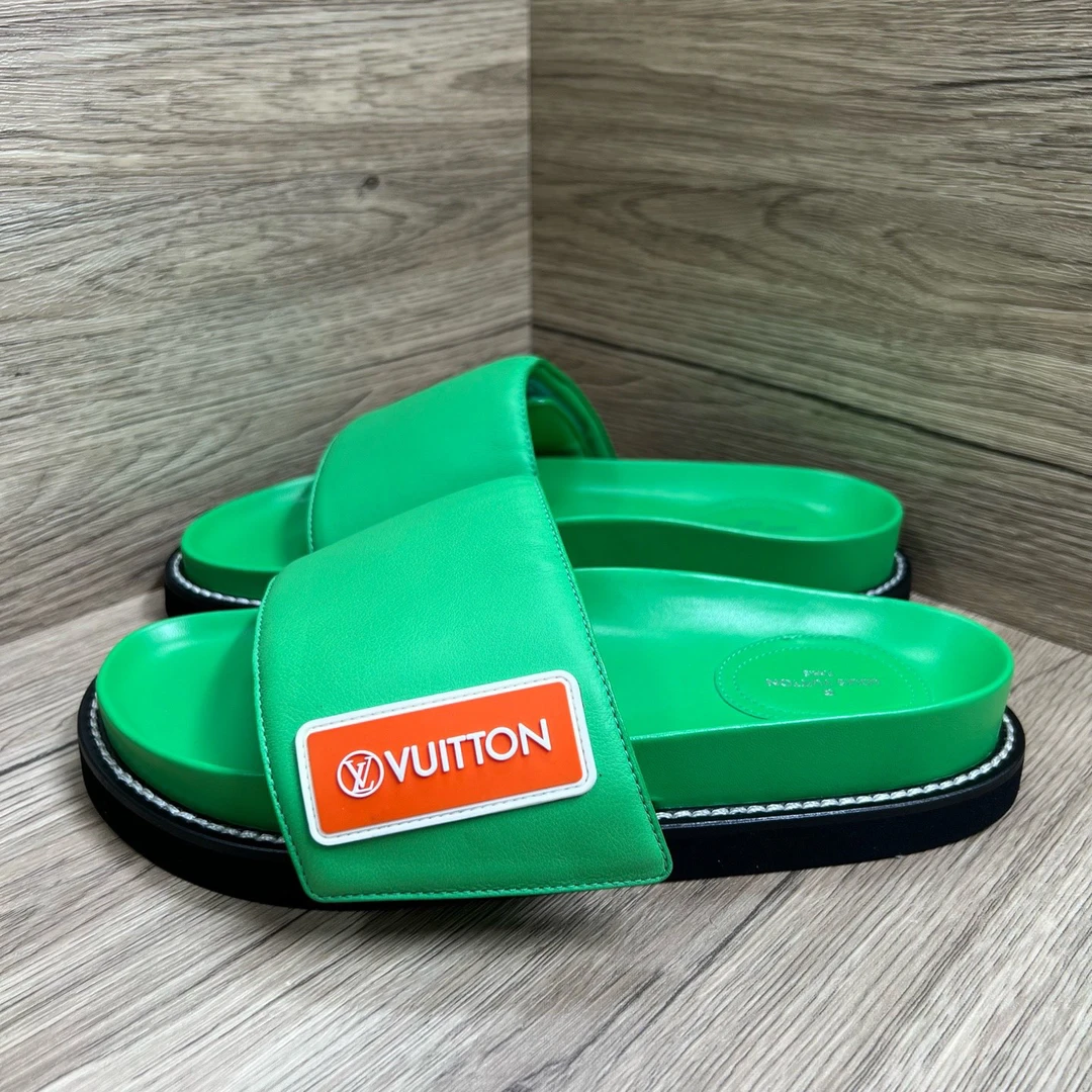99新 LouisVuitton/路易威登 Comfort 绿橙魔术贴拖鞋 36-39码