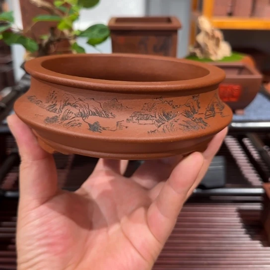 李***子紫砂花盆原矿紫泥
