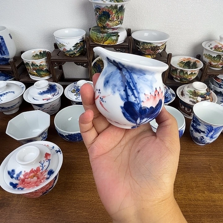 忠意堂釉下彩荷花鱼公道微瑕不退