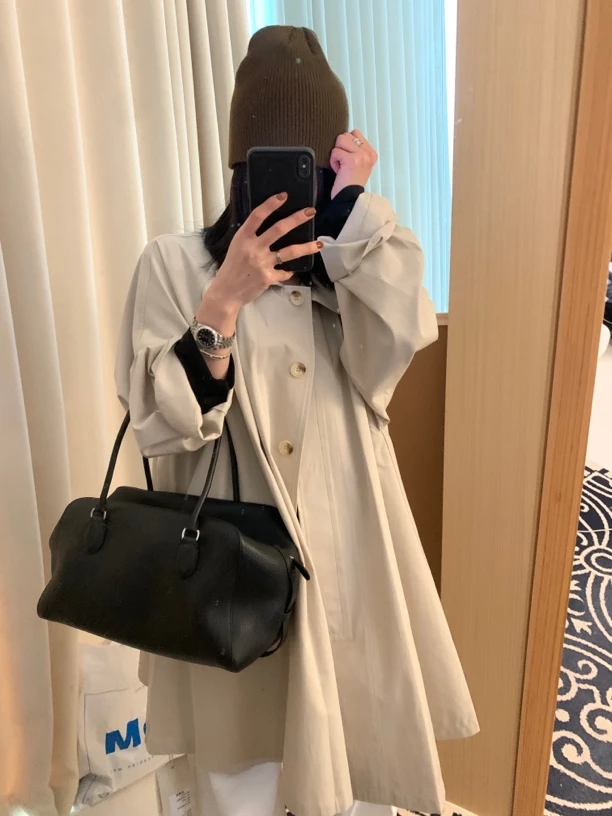 高智感简约气质中长款风衣外套春秋百搭宽松休闲