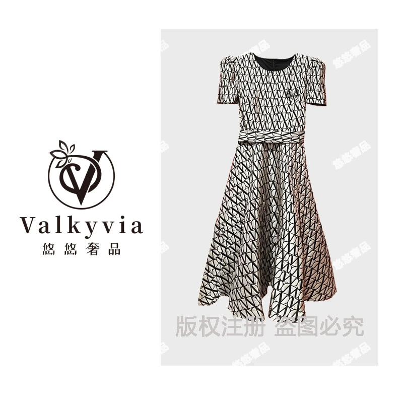 【Valkyvia/悠悠奢品】2025新款连衣裙印花短袖印花连衣裙1ck416