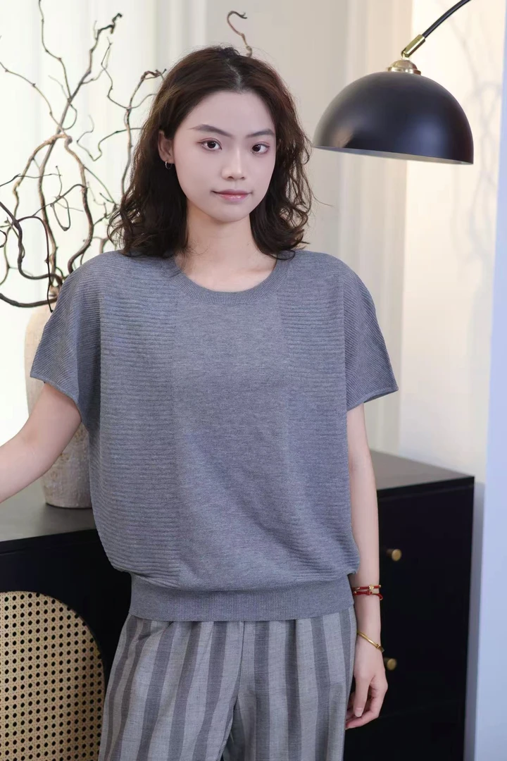 YIANYAN【一日】女士休闲百搭纯色时尚亚麻短袖