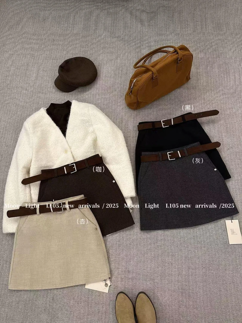 L105腰带圆片A字裙