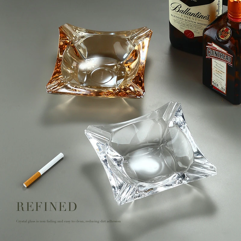 烟灰缸轻奢高档家用客厅办公室玻璃烟缸创意潮流通用大号雪茄烟碟