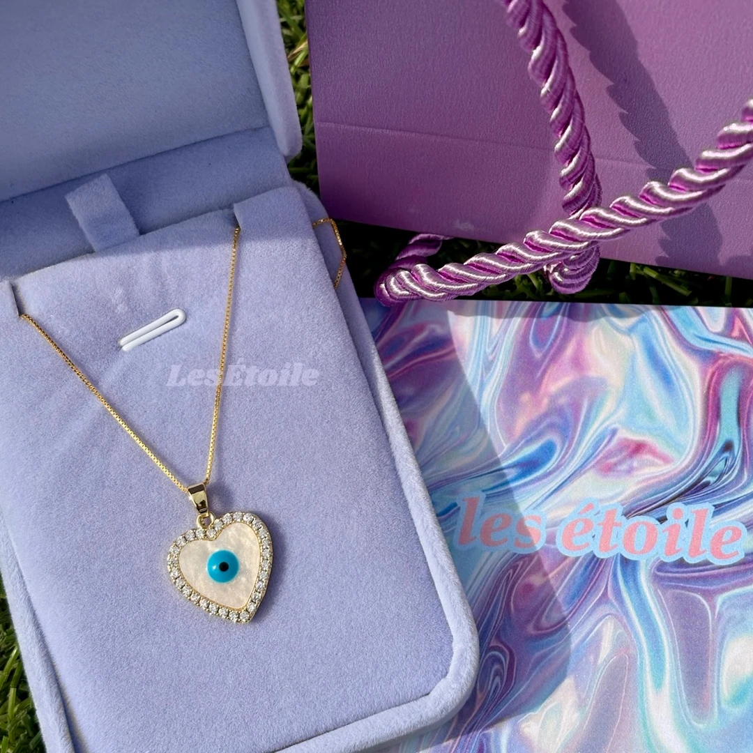 铜项链 纯银爱心恶魔之眼蓝眼睛 欧美风项链送礼时尚气质轻奢素款