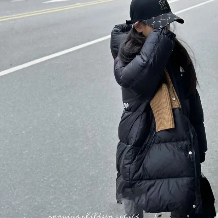 品牌纯色厚款女男羽绒服女童韩版休闲加厚可亲子