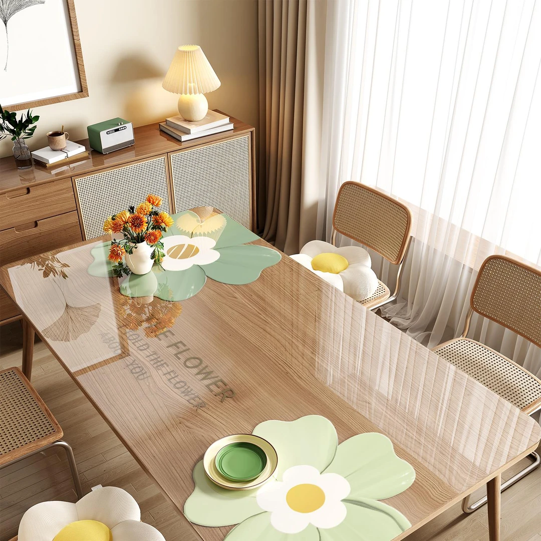 防烫透明桌垫PVC软玻璃免洗防油防水桌布轻奢高级感可裁剪餐垫