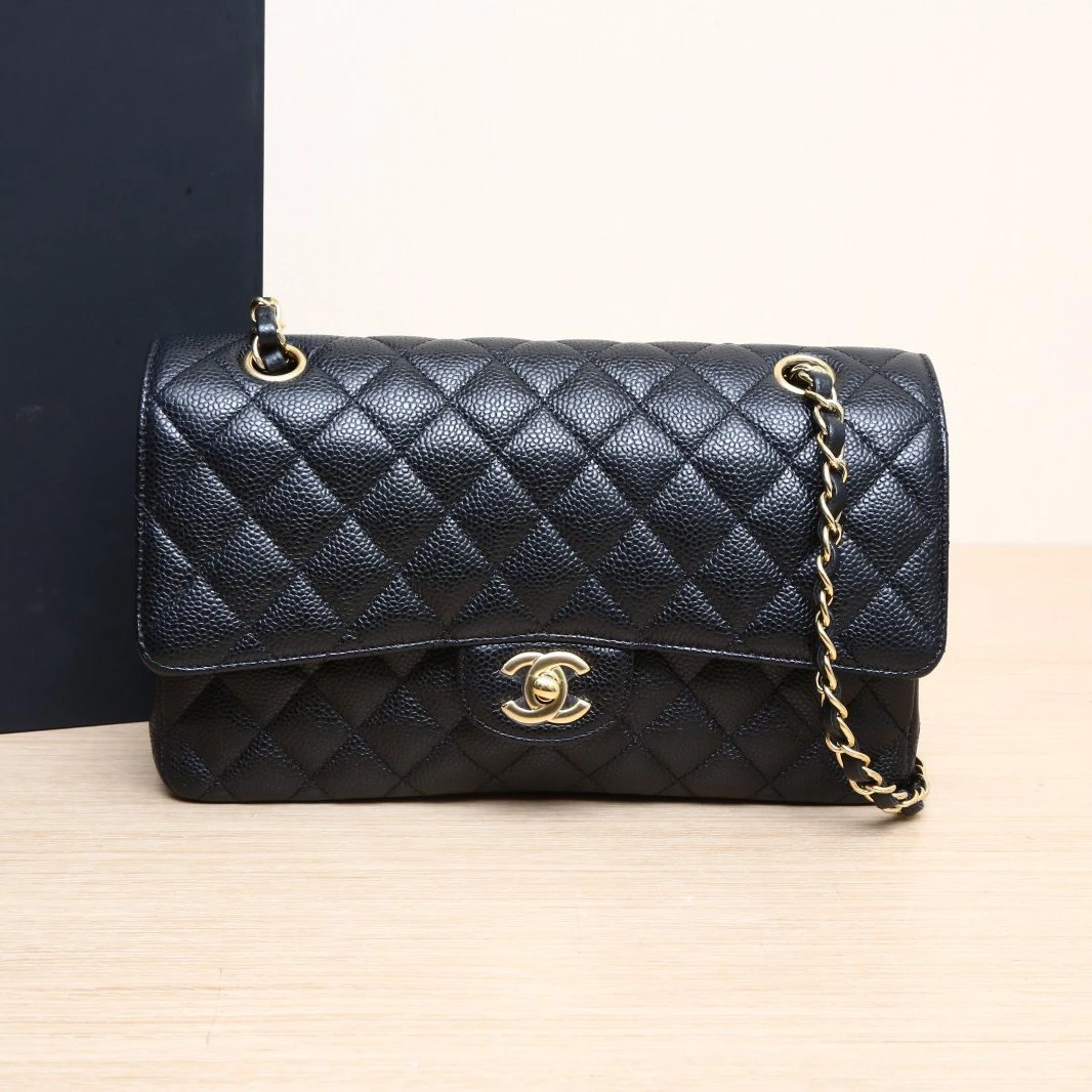 99新 Chanel/香奈儿 拆大头活动 CF 中号 25.5cm 黑色 28开 金扣