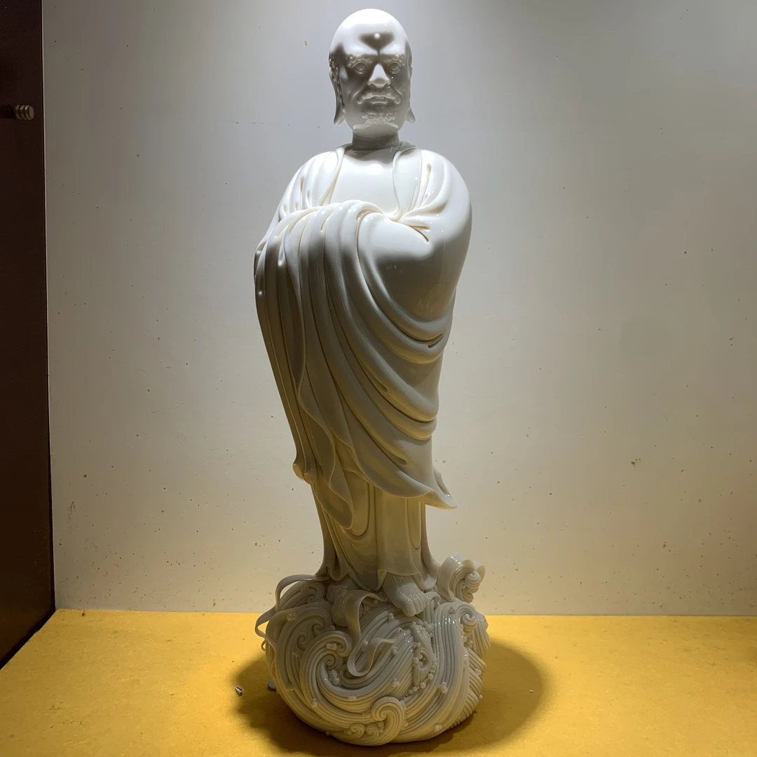 德化财神白瓷渡江达摩弥勒佛陶瓷工艺品雕塑家用手工创意雕刻摆件