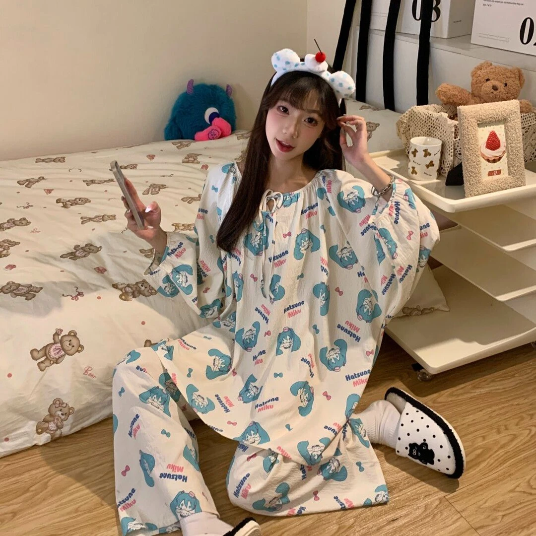 睡衣女士春秋季2025新款长袖长裤韩版甜美可爱卡通休闲家居服套装