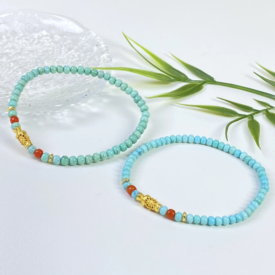 【铭记珠宝】绿松石DIY小米珠手串25-DM225H187【多样性发一件】约3mm