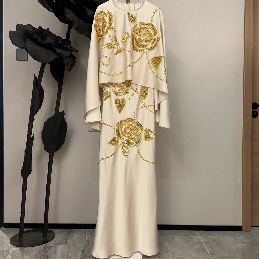 RR2090锐宝潮牌手工重工刺绣亮片金玫瑰时尚休闲风优雅气质套装