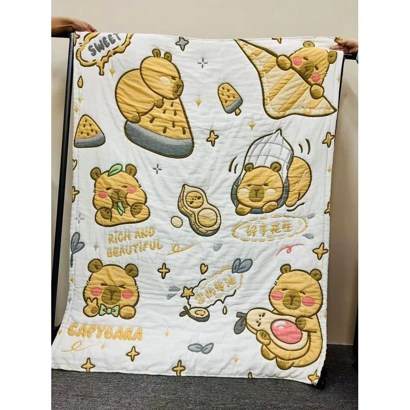 【卡皮巴拉】120*150cmA类全棉纱布泡芙被
