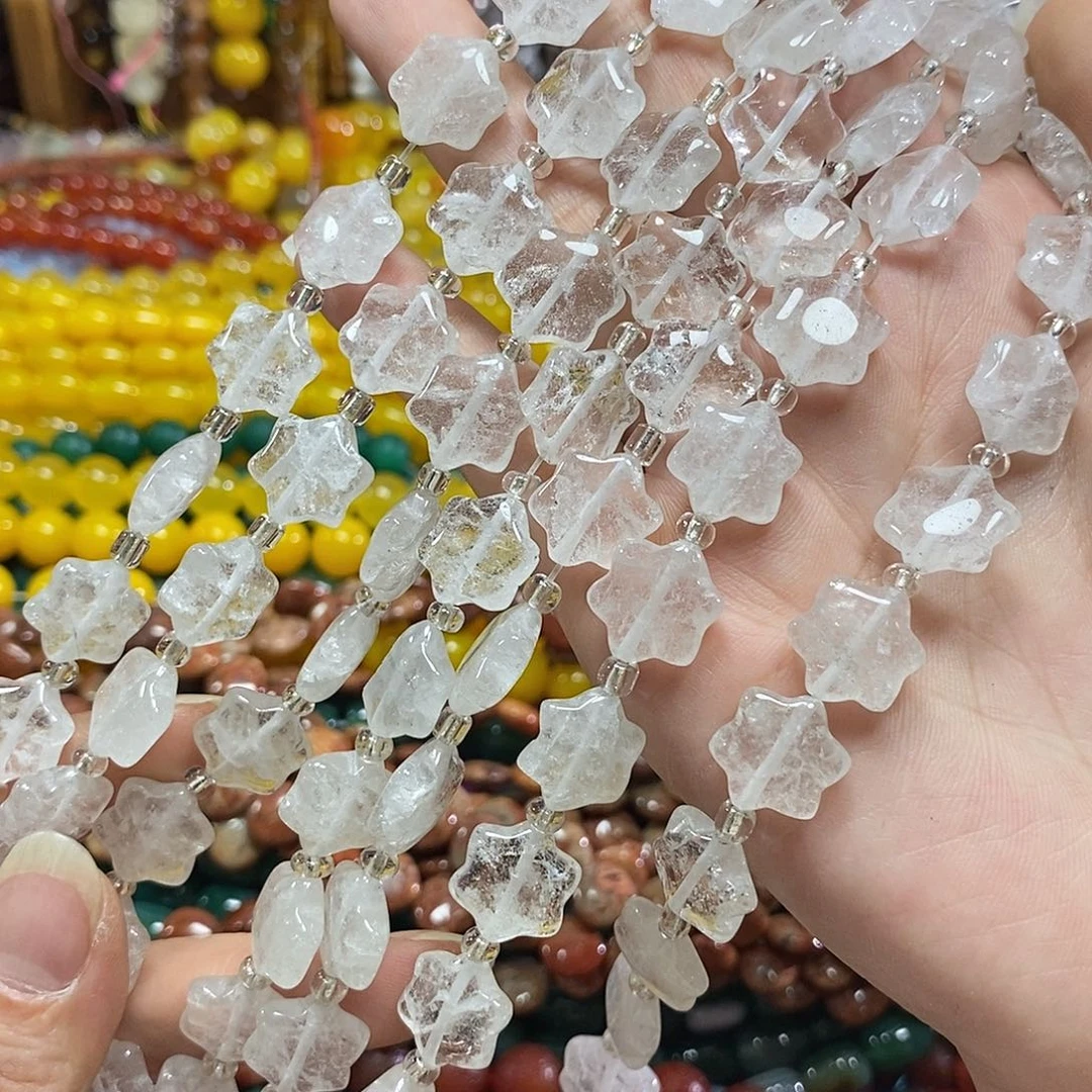 玛瑙/玉髓未镶嵌珠宝半成品白水晶花一条卡13mm