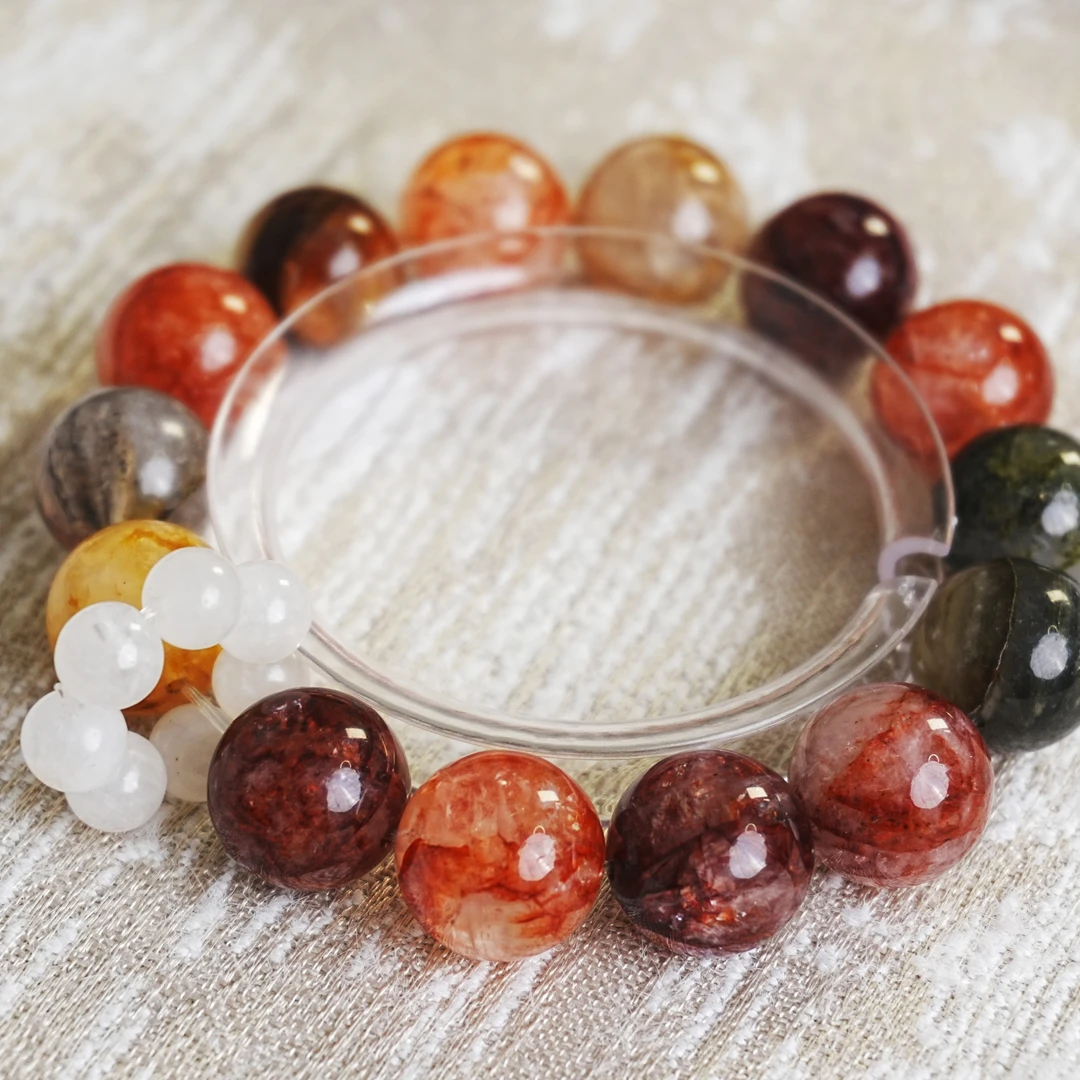 「霓虹碎冰」水晶多宝链 | 天然红胶黄胶花 多巴胺叠戴单圈