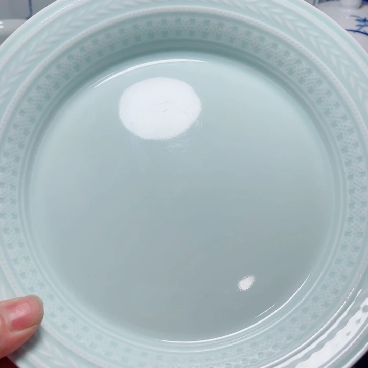 青花玲珑8寸窝盘麦穗