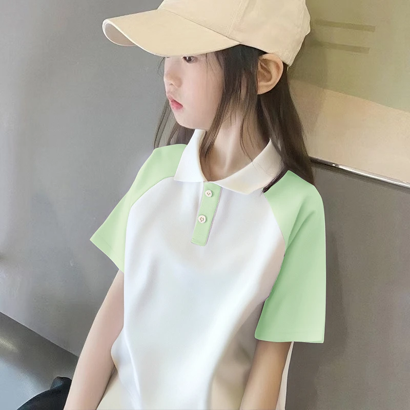 女童拼色短袖网红女孩T恤儿童百搭夏季洋气休闲学院风韩版Polo衫